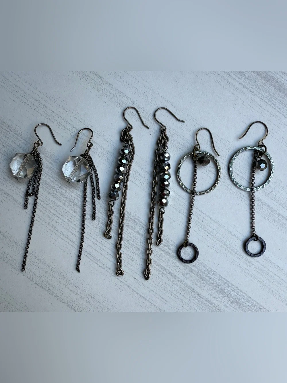 3️⃣Pairs of Artisan Handcrafted Earrings Metal Tones Faceted Glass Beads 3”+Long - Picture 11 of 15